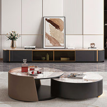 Traditional Nesting Coffee Tables With Stone Round Tops And Wood Base - Set Of 2 Coffee/ White