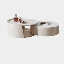 Traditional Nesting Coffee Tables With Stone Round Tops And Wood Base - Set Of 2 Coffee/ White