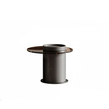 Unique Round Wood Coffee Table With Contemporary Black Drum Base Black / 24L X 24W 16.5H Tables