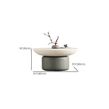 White Scandinavian Coffee Table With Round Wood Top & Gray Pedestal Base Living Room