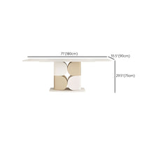 White Stone Rectangle Modern Dining Table 63L X 35.4W 29.5H Kitchen