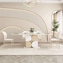 White Stone Rectangle Modern Dining Table Kitchen