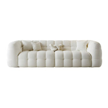 White Sherpa Upholstered Modern Sofa With Tuxedo Arm And Foam Seat -