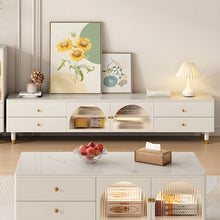 Modern Stone TV Stand with Drawers and Cabinet Included Low Height 47cm - ALINDA DECOR