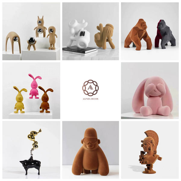 Modern Simple Resin Flocking Animal Character Cartoon - ALINDA DECOR