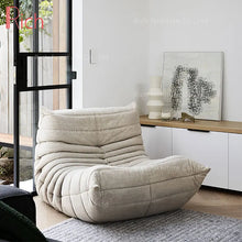 ห้องนั่งเล่นเก้าอี้โซฟาผ้าอัดจีบนุ่มสบายพับได้เก้าอี้โซฟานั่งบนพื้นสีเหลือง 5