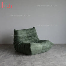 ห้องนั่งเล่นเก้าอี้โซฟาผ้าอัดจีบนุ่มสบายพับได้เก้าอี้โซฟานั่งบนพื้นสีเหลือง 4