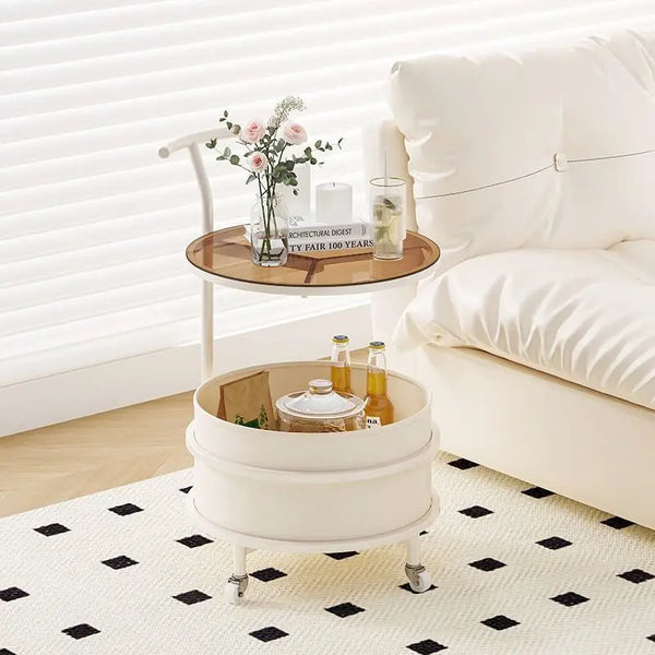 โต๊ะกาแฟข้างโซฟาห้องนั่งเล่นนอร์ดิกแบบเคลื่อนย้ายได้หลายชั้นรถเข็นห้องนอน nightstand ระเบียง - ALINDA DECOR