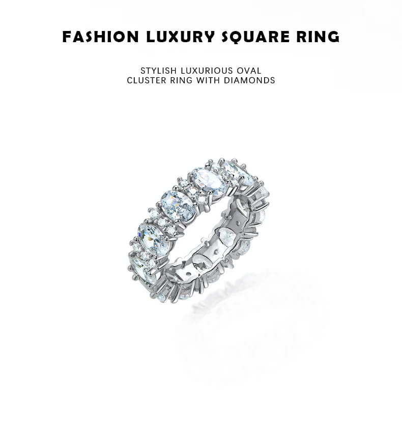 เครื่องประดับที่ดีผู้ผลิตขายส่งรูปไข่ตัดแหวนเพชรเต็มรูปแบบสำหรับผู้หญิงฮิปฮอปสเตอร์ลิงเงิน