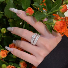 SITA Jewelry: Long Square Full Diamond Mother's Ring in S925 Silver - ALINDA DECOR