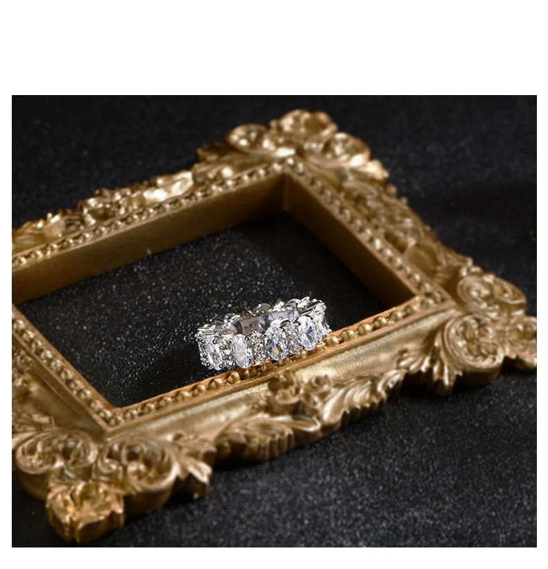 เครื่องประดับที่ดีผู้ผลิตขายส่งรูปไข่ตัดแหวนเพชรเต็มรูปแบบสำหรับผู้หญิงฮิปฮอปสเตอร์ลิงเงิน