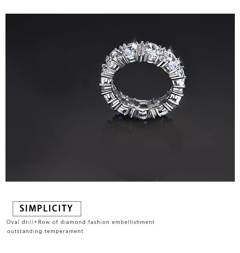 เครื่องประดับที่ดีผู้ผลิตขายส่งรูปไข่ตัดแหวนเพชรเต็มรูปแบบสำหรับผู้หญิงฮิปฮอปสเตอร์ลิงเงิน