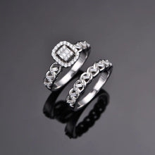 SITA Jewelry: S925 Silver Twisted Diamond Ring Set