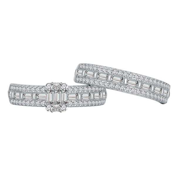 SITA Jewelry: Long Square Full Diamond Mother's Ring in S925 Silver - ALINDA DECOR