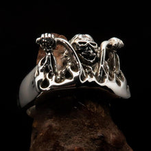 Men's Outlaw Ring Biker on Chopper - antiqued Sterling Silver
