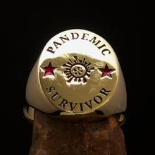 Excellent crafted Men's Brass Costume Ring Pandemic Survivor
