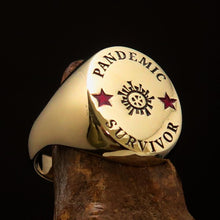 Excellent crafted Men's Brass Costume Ring Pandemic Survivor