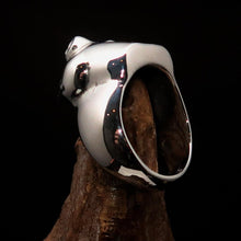 Perfectly crafted Men's grinning Frog Ring - antiqued Sterling Silver