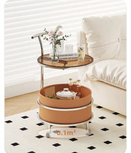 โต๊ะกาแฟข้างโซฟาห้องนั่งเล่นนอร์ดิกแบบเคลื่อนย้ายได้หลายชั้นรถเข็นห้องนอน Nightstand ระเบียง