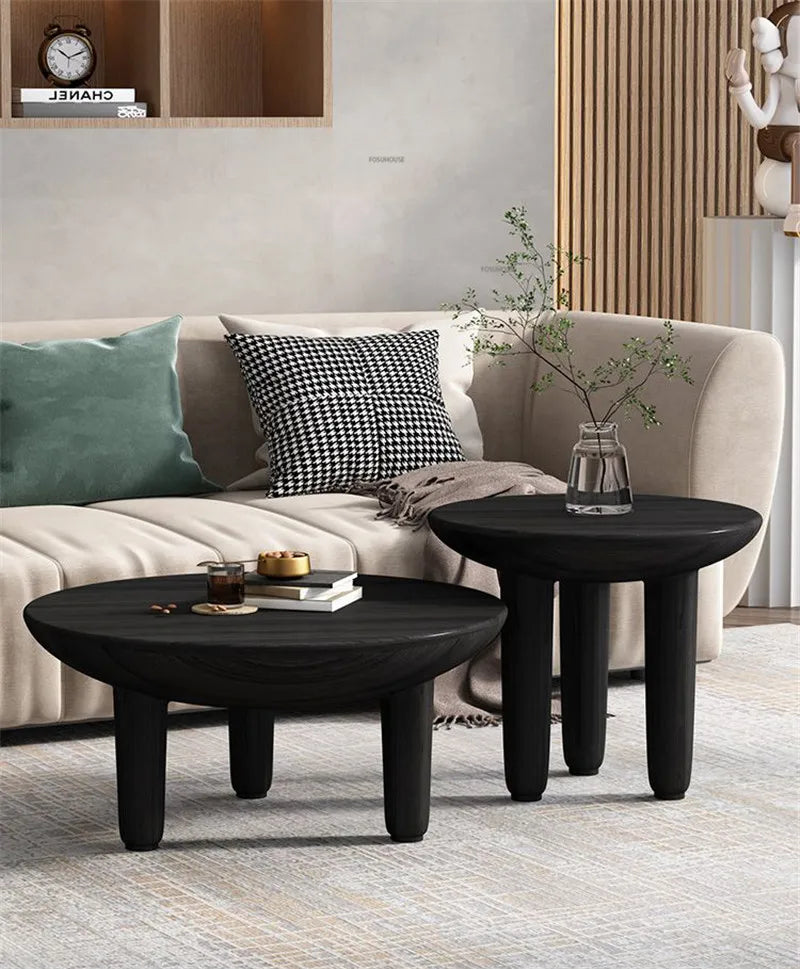 โมเดิร์นตารางไม้กาแฟสำหรับห้องนั่งเล่นเฟอร์นิเจอร์ในครัวเรือน Designer ด้านข้างโซฟาตารางระเบียงพักผ่อนรอบกาแฟตาราง - ALINDA DECOR