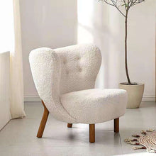 Modern Lounge Chair Teddy Wool Boucle Fabric White Accent Bedroom Hotel Lobby Living Room Club