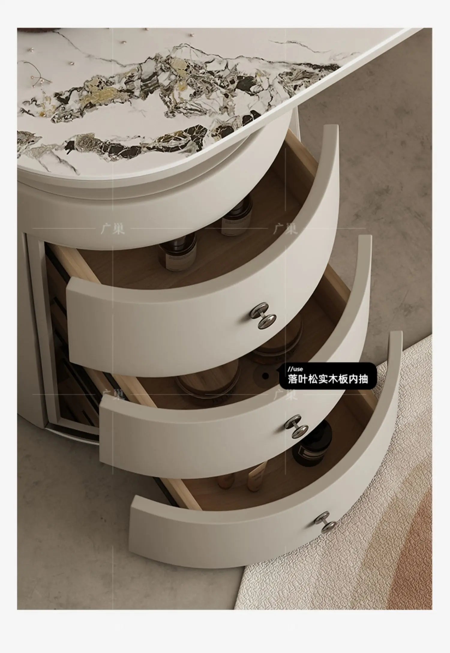 ชุดเดรสผู้หญิงมีหูจับหรูหราเครื่องสำอางโต๊ะเครื่องแป้งทันสมัยชุดแต่งหน้ากระจกเต็มตัวของใช้ในครัวเรือน - ALINDA DECOR