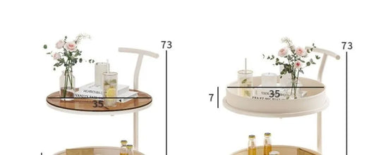 โต๊ะกาแฟข้างโซฟาห้องนั่งเล่นนอร์ดิกแบบเคลื่อนย้ายได้หลายชั้นรถเข็นห้องนอน Nightstand ระเบียง