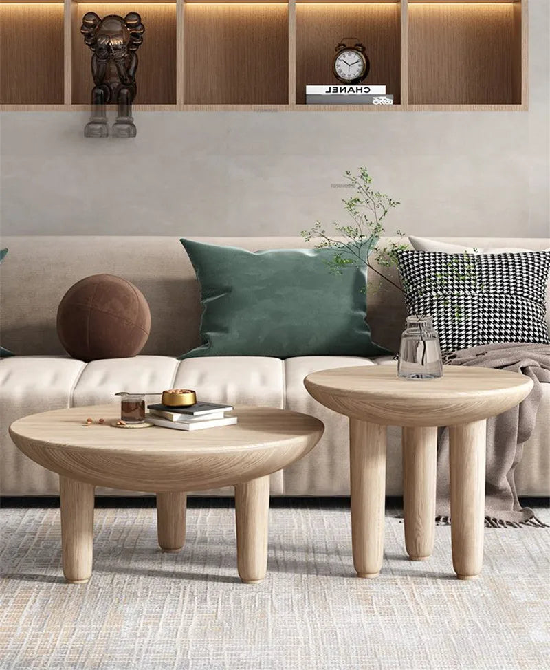 โมเดิร์นตารางไม้กาแฟสำหรับห้องนั่งเล่นเฟอร์นิเจอร์ในครัวเรือน Designer ด้านข้างโซฟาตารางระเบียงพักผ่อนรอบกาแฟตาราง - ALINDA DECOR