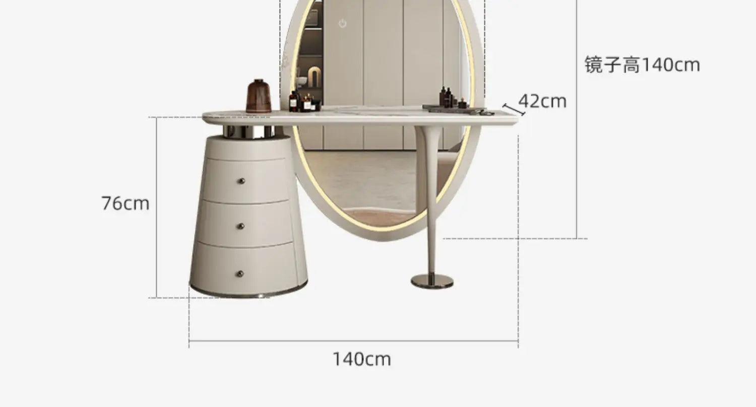 ชุดเดรสผู้หญิงมีหูจับหรูหราเครื่องสำอางโต๊ะเครื่องแป้งทันสมัยชุดแต่งหน้ากระจกเต็มตัวของใช้ในครัวเรือน - ALINDA DECOR