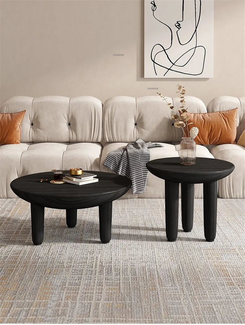 โมเดิร์นตารางไม้กาแฟสำหรับห้องนั่งเล่นเฟอร์นิเจอร์ในครัวเรือน Designer ด้านข้างโซฟาตารางระเบียงพักผ่อนรอบกาแฟตาราง - ALINDA DECOR