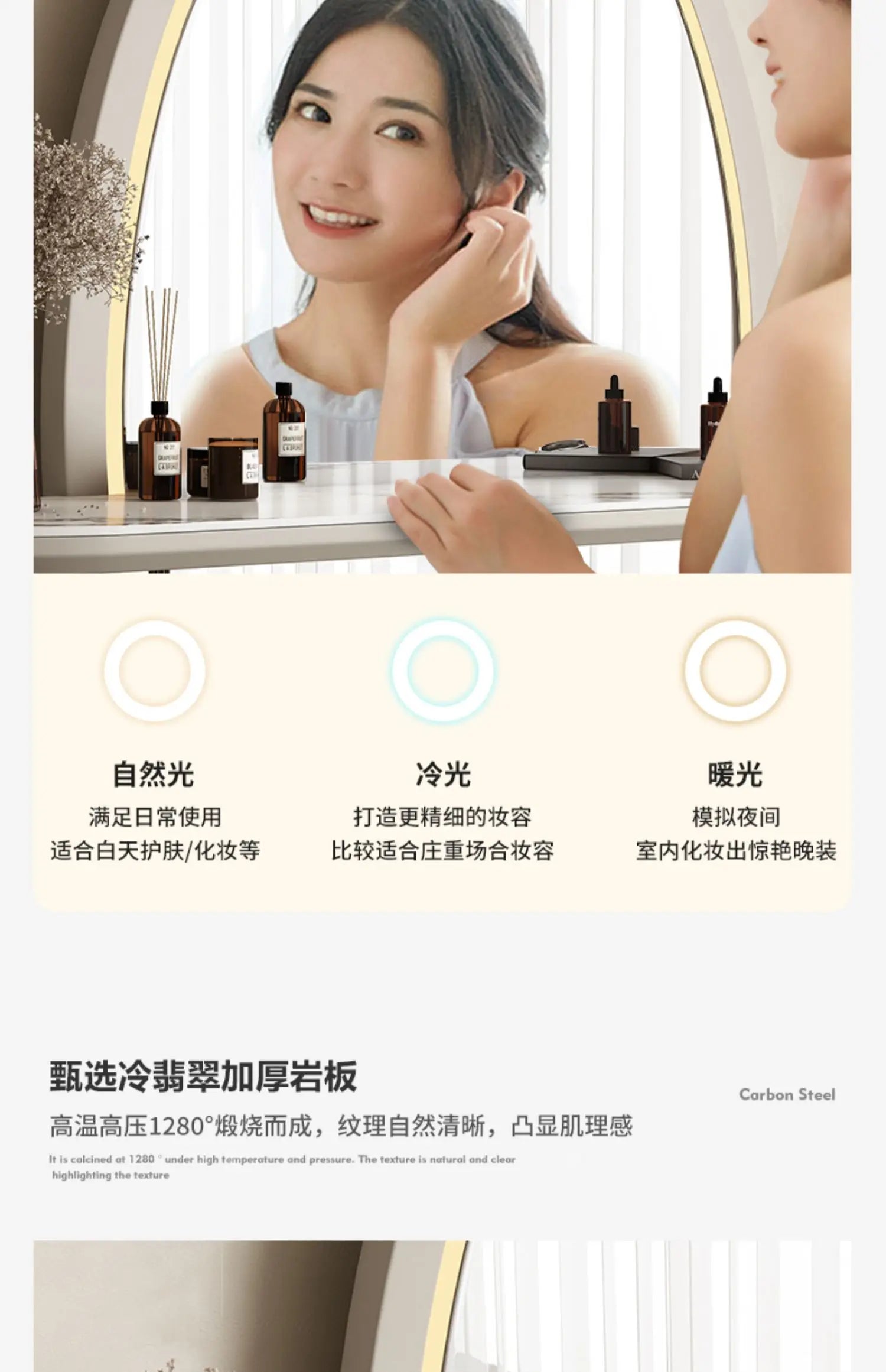 ชุดเดรสผู้หญิงมีหูจับหรูหราเครื่องสำอางโต๊ะเครื่องแป้งทันสมัยชุดแต่งหน้ากระจกเต็มตัวของใช้ในครัวเรือน - ALINDA DECOR