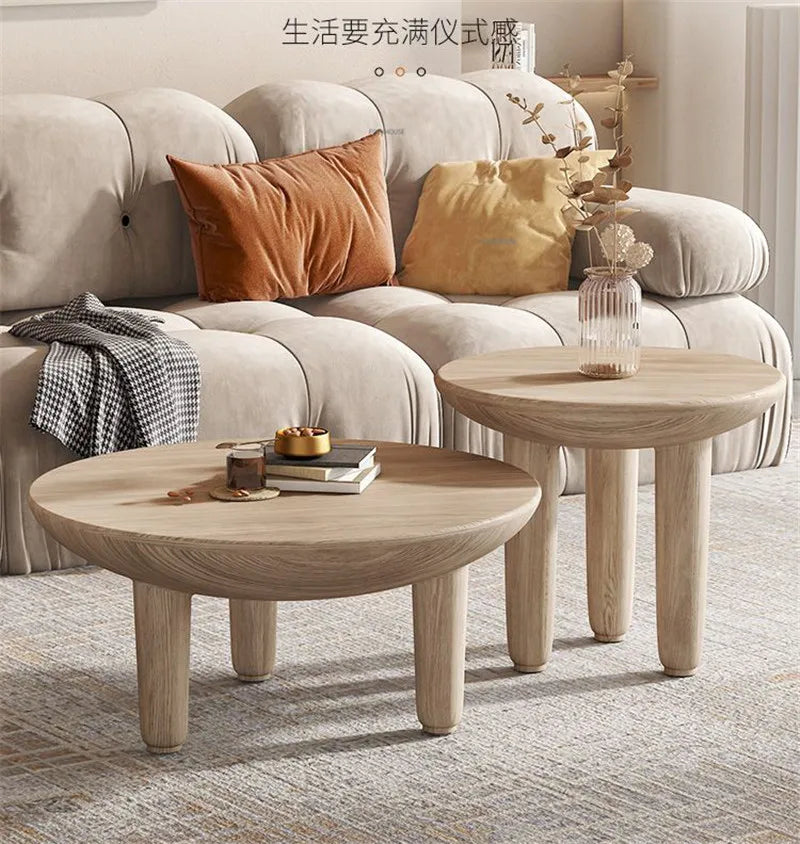 โมเดิร์นตารางไม้กาแฟสำหรับห้องนั่งเล่นเฟอร์นิเจอร์ในครัวเรือน Designer ด้านข้างโซฟาตารางระเบียงพักผ่อนรอบกาแฟตาราง - ALINDA DECOR