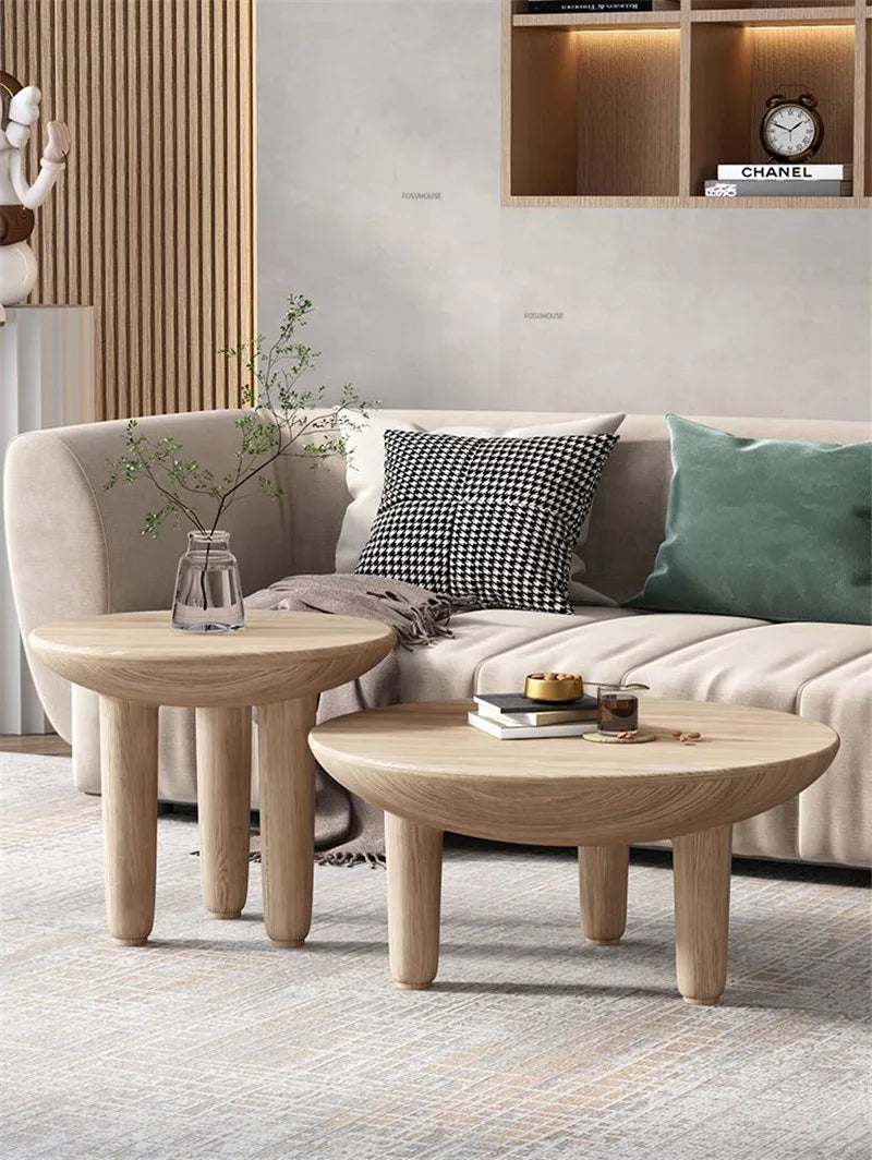 โมเดิร์นตารางไม้กาแฟสำหรับห้องนั่งเล่นเฟอร์นิเจอร์ในครัวเรือน Designer ด้านข้างโซฟาตารางระเบียงพักผ่อนรอบกาแฟตาราง - ALINDA DECOR