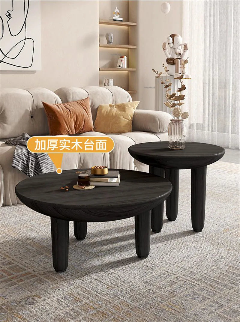 โมเดิร์นตารางไม้กาแฟสำหรับห้องนั่งเล่นเฟอร์นิเจอร์ในครัวเรือน Designer ด้านข้างโซฟาตารางระเบียงพักผ่อนรอบกาแฟตาราง - ALINDA DECOR