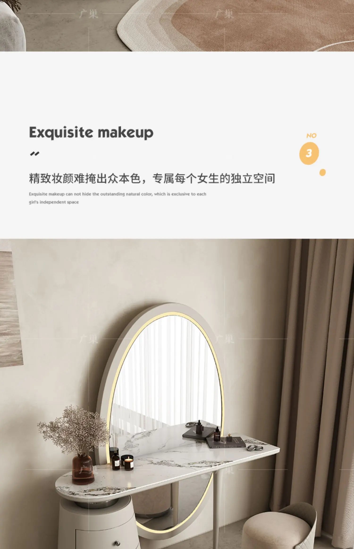 ชุดเดรสผู้หญิงมีหูจับหรูหราเครื่องสำอางโต๊ะเครื่องแป้งทันสมัยชุดแต่งหน้ากระจกเต็มตัวของใช้ในครัวเรือน - ALINDA DECOR