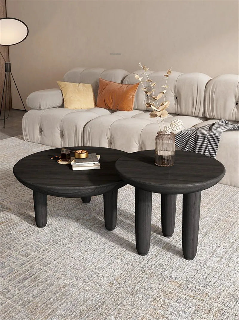 โมเดิร์นตารางไม้กาแฟสำหรับห้องนั่งเล่นเฟอร์นิเจอร์ในครัวเรือน Designer ด้านข้างโซฟาตารางระเบียงพักผ่อนรอบกาแฟตาราง - ALINDA DECOR