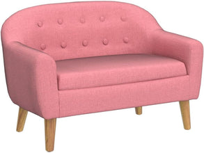 Alinda โซฟาเด็ก โซฟาบุนวมผ้าลินิน 2 ที่นั่ง (30 นิ้ว) (สีชมพู) - ALINDA DECOR