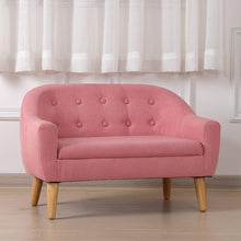 Alinda โซฟาเด็ก โซฟาบุนวมผ้าลินิน 2 ที่นั่ง (30 นิ้ว) (สีชมพู) - ALINDA DECOR