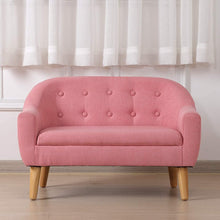 Alinda โซฟาเด็ก โซฟาบุนวมผ้าลินิน 2 ที่นั่ง (30 นิ้ว) (สีชมพู) - ALINDA DECOR