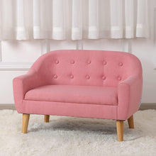 Alinda โซฟาเด็ก โซฟาบุนวมผ้าลินิน 2 ที่นั่ง (30 นิ้ว) (สีชมพู) - ALINDA DECOR