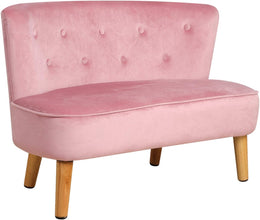 Alinda โซฟาเด็ก 2 ที่นั่งผ้ากำมะหยี่,เก้าอี้โซฟาเด็ก (สีชมพู) - ALINDA DECOR