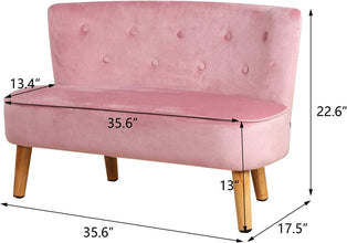 Alinda โซฟาเด็ก 2 ที่นั่งผ้ากำมะหยี่,เก้าอี้โซฟาเด็ก (สีชมพู) - ALINDA DECOR