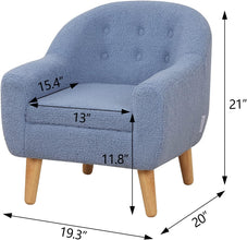 Alinda เก้าอี้โซฟาเด็กขาไม้สำหรับเด็กของขวัญ (สีน้ำเงิน) - ALINDA DECOR