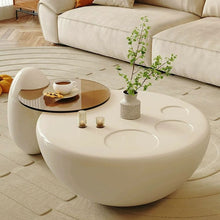 Alinda Coffee Table with Wood Drum Base - ALINDA DECOR