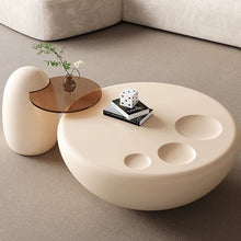 Alinda Coffee Table with Wood Drum Base - ALINDA DECOR