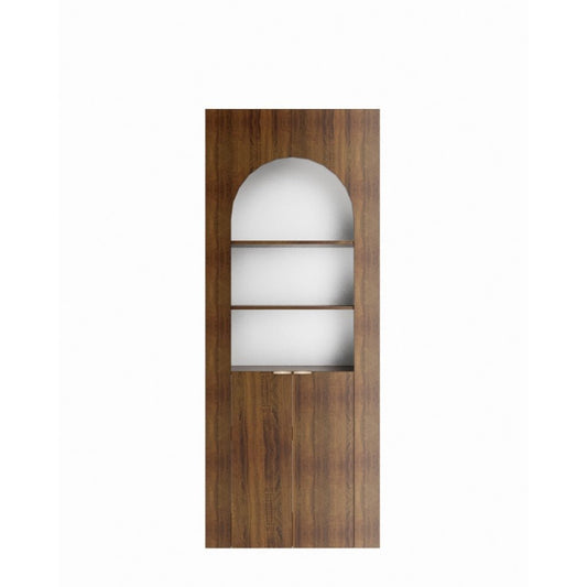 Alinda Curved Display Shelf with 2 Straight Doors (Mocha) - ALINDA DECOR