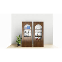 Alinda Curved Display Shelf with 2 Straight Doors (Mocha) - ALINDA DECOR