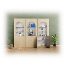 Alinda Curved Display Shelf with 2 Straight Doors (White Maple) - ALINDA DECOR
