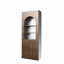 Alinda Curved Display Shelf with 2 Straight Doors (White Maple) - ALINDA DECOR