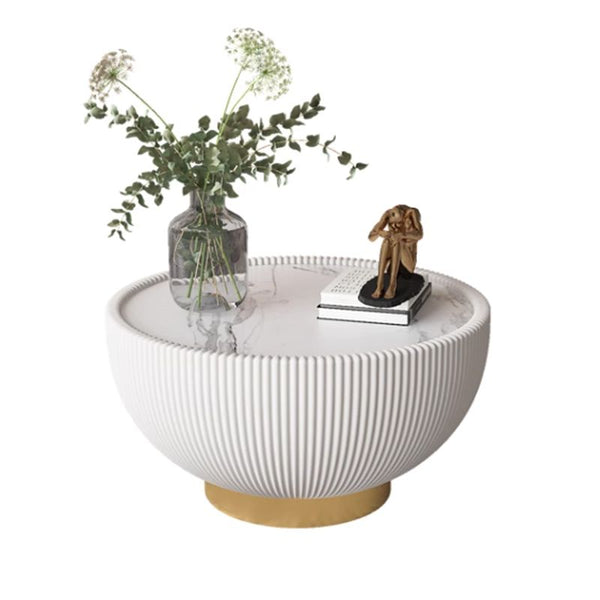 Alinda Elegant White Stone Coffee Table - ALINDA DECOR